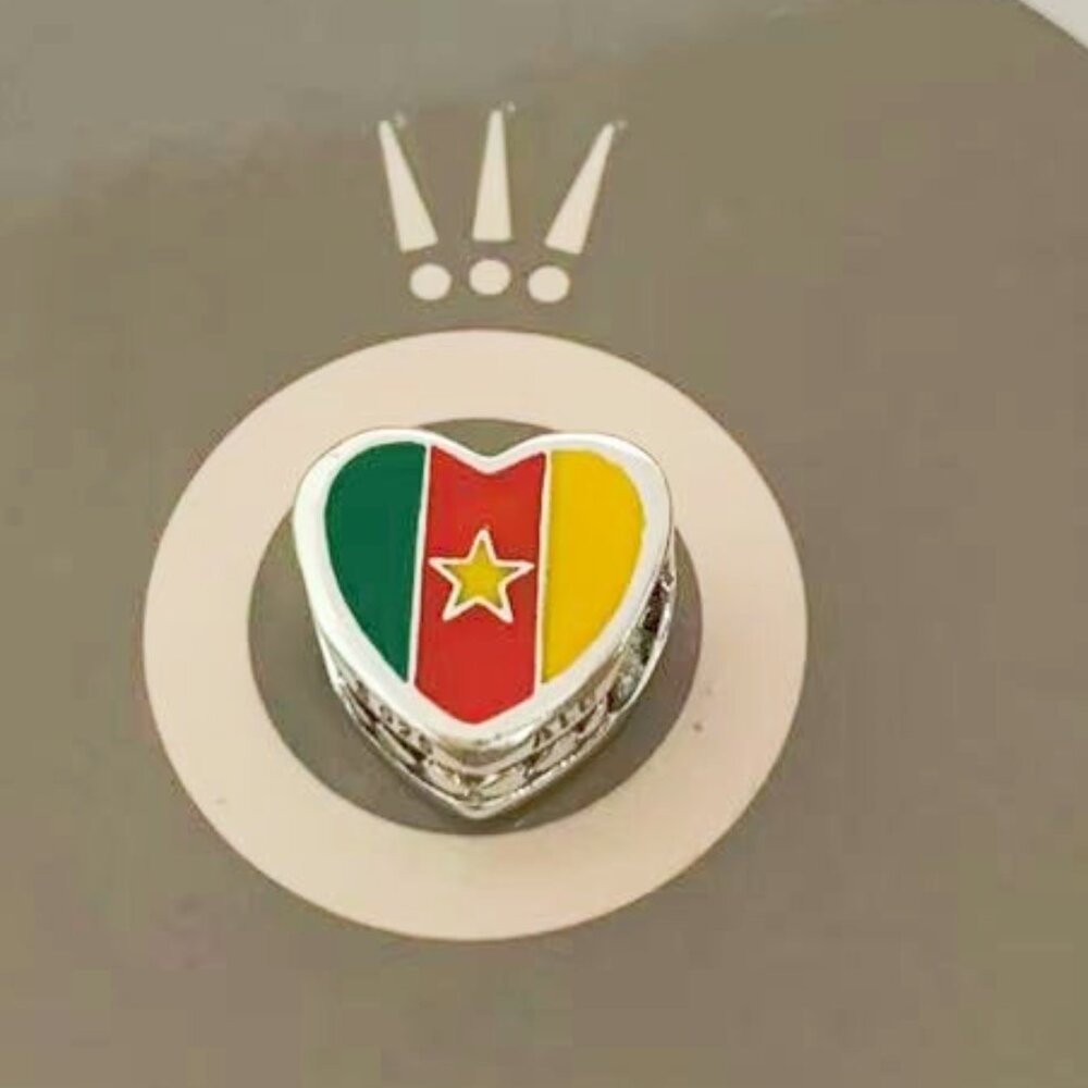 Pandora Cameroon Flag Heart Bead Charm Love Cameroon Charm Travel Charm